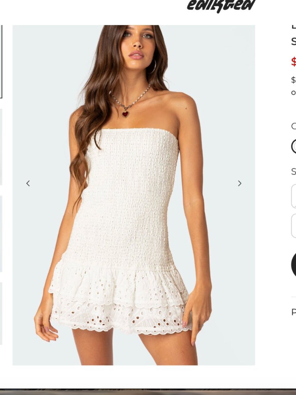 Edikted small white mini dress.